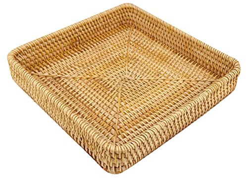 Mokylor 1/3 Pièces Corbeille à Pain en Osier, Paniers de Rangement Rectangulaires en Rotin Panier de Service Alimentaire de Table pour Restaurant, Boulangerie, Fête de Famille,(M12,5x3x10cm)