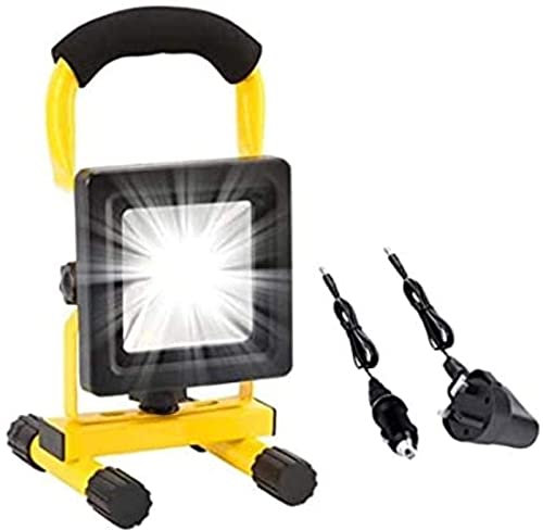 Genérico Luz de Trabajo LED Reflector de batería Recargable Foco Impermeable 10W Lámpara de Camping al Aire Libre Luz de Seguridad de Emergencia para Coche Garaje Taller Hogar Jardín -