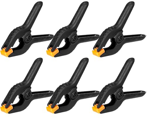 Acooruiteng 6 Stück Klemmzwingen 3.5 Zoll Hochleistungs Nylon Federklemmen Klemmen Federklemme Klemme Klemmzwinge Spring Clamps Leimzwingen Federzwingen für Holzbearbeitung DIY Fotostudios Schwarz