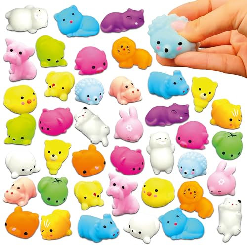 Lavatelli - Set mit 40 Stück Squishy Toys in Form von Tieren, 4 cm, Kindergeburstag Gastgeschenke, Spiele, Gadgets, Geschenke und Geschenkideen für Jungen und Mädchen, Schuljahresende geschenk