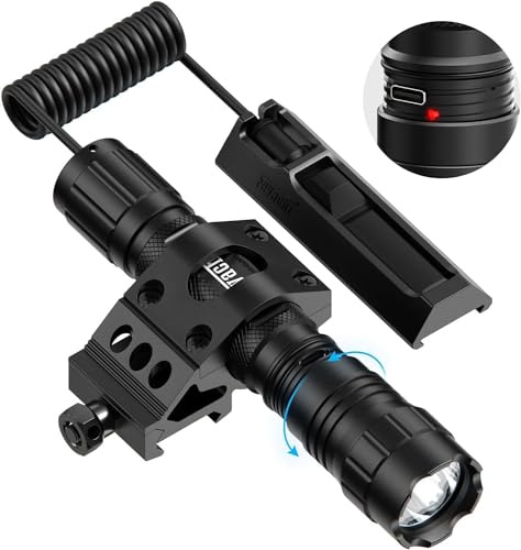 Feyachi LED Torches Tactical Flashlight Picatinny Rail Flashlight | IPX7 Protection with Pressure Switch 4 Modes LED Light