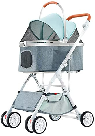 Abnehmbare Haustier-Trolley-Kinderwagen, Haustier- 3-in-1-Hundekinderwagen for tragbare Hundetasche/Autositzkorb, universeller Haustier-Pushcahir-Kinderwagen for Katzen und Hunde mit verstellbarer Mar