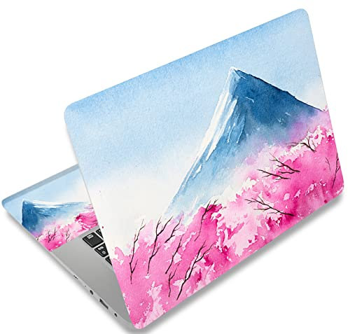 Mibbxea Autocollant en Vinyle Réutilisable pour Ordinateurs Portables 12,1-15,6,Décoratif,Résistant à l'eau et aux Rayures,pour 13,3 14 15 PC Portable et Netbook (005 Fujiyama Fleurs de Cerisier)