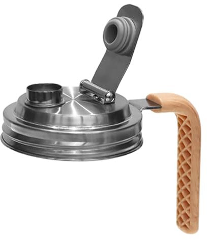 Coperchio con beccuccio per barattoli di vetro – Coperchio a bocca larga con manico ermetico, a prova di perdite, pratico coperchio per barattoli di vetro a bocca grande per caffè, latte, tè freddo