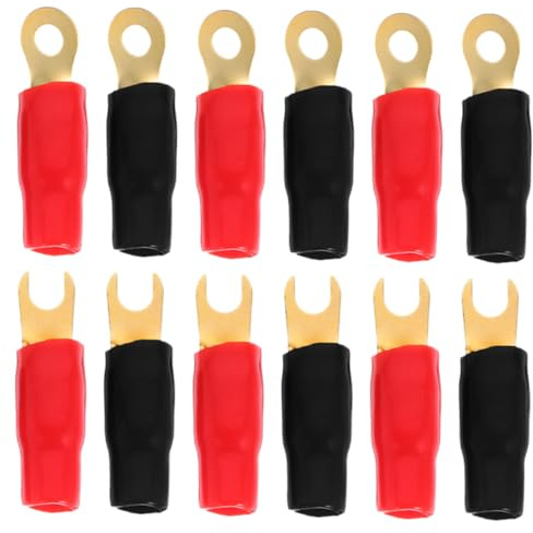 OKUMEYR Electrical Connectors Kit for Automotive Wiring, 8# O-ring and Y-shaped Crimp Wire Terminals, 12 Pairs Insulated Speaker and Power Cable Connectors