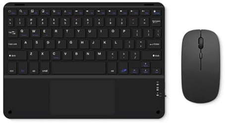 Peowuieu Teclado Bluetooth con Panel Táctil y Ratón para PC, Tableta, Juegos, Teclado Inalámbrico, Color Negro