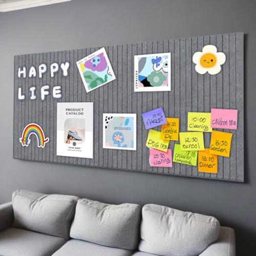 Gohytal Kleine Große Filz Pinnwand Selbstklebend, DIY Filz Memoboards Set für Fotos Bilder Postkarten Filzboard Memotafeln Memo Board Wanddekoration für Büro Küche, Fotos Memos-Grau