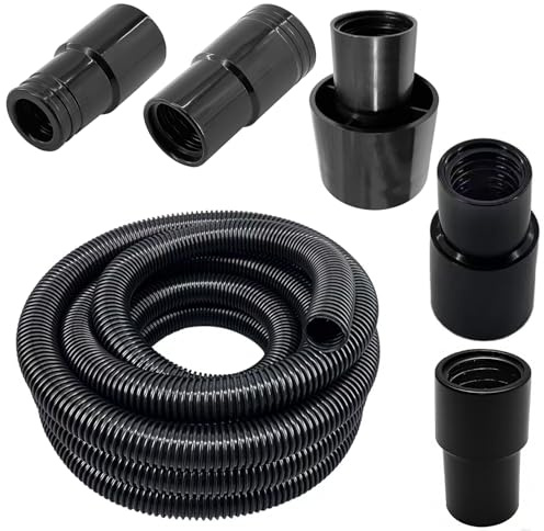 Shop Vacuum Dust Collection Hose Kit,12 Ft Dust Power Tools Hose Kit with 5 Fittings/Attachments for Shop Vacuums,Workshop, Wet/Dry, Fits Multiple Types/Brands of Woodworking Power Tools