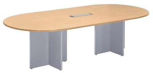 Générique Table de réunion Ovale L 140 cm Plateau hêtre Pieds Croix Essens (Aluminium)