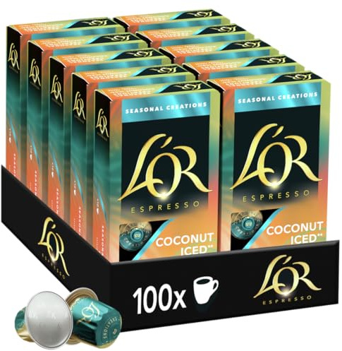 L'Or Espresso Café - 100 Capsules Seasonal coconut Iced | Compatibles Nespresso®*, lot de 10 x 10 capsules aluminium