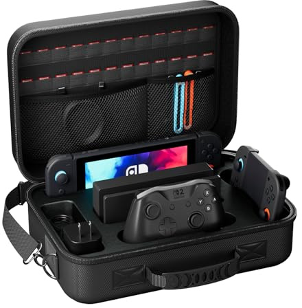 ProCase Hard Carrying Case for Nintendo Switch 2 2025, Large Storage Organizer with Shoulder Strap and 24 Game Card Slots, Portable Travel Bag Holder for Switch 2 Dock Console Joy-Con and Accessories