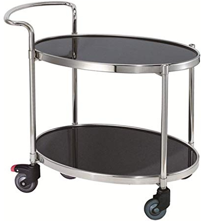 Carrello da bar a 2 livelli, carrello da cucina con ruote bloccabili, portatile, per sala da pranzo o uso esterno, elegante e funzionale.
