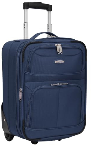 ARIANA® Lightweight Hand Luggage Cabin Size Trolley Suitcase Easyjet Underseat Cabin Carry On Travel Bag 45x36x20cm (Navy)