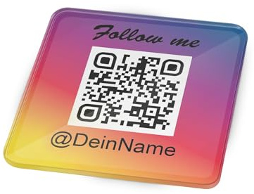 Social Media Acryl Aufsteller rund 10cm mit QR Code Link für Firmen Unternehmen Marken Sticker personalisiert für Auto Bus Schaufenster Theke Marketing Werbung (Eckig 10cm)