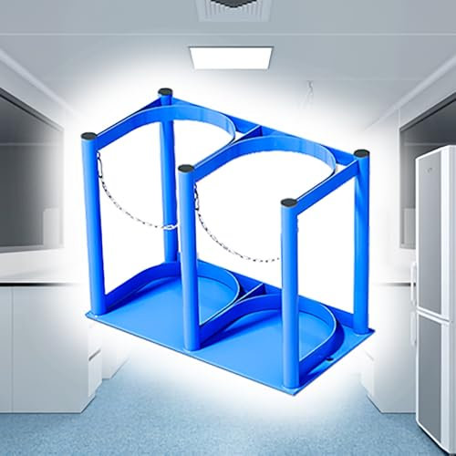 Kleiner Sauerstoffflaschenhalter – Bodenmontage-Lagerregal mit Kette für Gasflaschen – Robuster Träger für Labor, Klinik, Krankenhaus – Passend für 39 cm (15 3/8 Zoll) große Flaschen