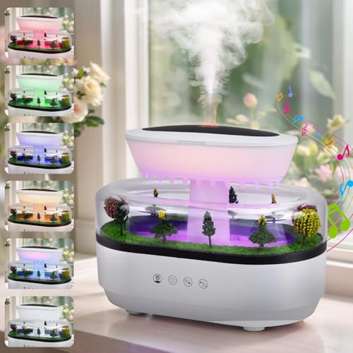 Raindrop Humidifier, Rain Cloud Humidifier, 250ml Raindrop Aromatherapy Oil Diffuser for Bedroom, 7 Colors Night Light, Rain Drop Sound for Sleeping, Microlandscape Humidifiers for Room, Home, Office