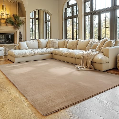 SIMPEX Alfombra Beige 200x280 cm Alfombra Lavable de Pelo Corto, Antideslizante y Suave, Diseño Monocromático Moderno para Sala, Dormitorio, Cocina y Habitación Infantil