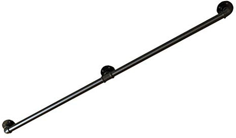 Kit d'escalier industriel de 450 cm, barre d'appui murale noire mate et accoudoir de sécurité pour personnes âgées, balustrade en tuyau galvanisé durable pour une utilisation en intérieur/extérieur