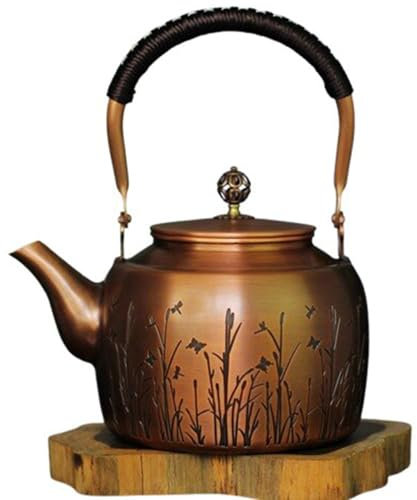 Teekanne aus massivem Kupfer – 2 l Herdkessel, stabiles Vintage-Design mit rutschfestem Griff, ideal für Gas- und Elektroherde, perfekt zum Brauen von Kaffee und Tee