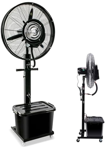 Generico 26in/30in Ventilatore a Nebulizzazione da Esterno Industriale, 3 velocità, Oscillazione a 90°, Ventilatori a Piantana Fan Potente Industrial per Patio Fabbriche o Palestra(30inchs)