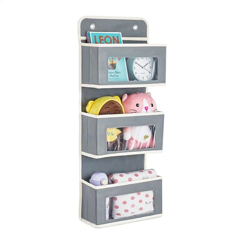 jinminamz HäNgeaufbewahrung mit 3 FäCher, High Capacity TüR Organizer, Türorganizer Hängeorganizer Wand, Organizer HäNgend Wandtasche für Camping, Badezimmer, Zuhause, Wohnmobil, 32x68x10cm, Grau