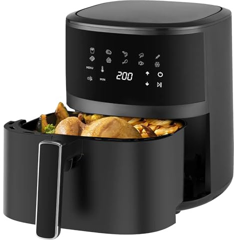 Extralink Heissluftfritteuse 4,2L 1400W Airfryer 10 Programme Touch LED | Kompakte Heissluftfritteuse mit Touch LED Display, 80 bis 200 Grad und spuelmaschinenfestem Korb, ohne langes Vorheizen