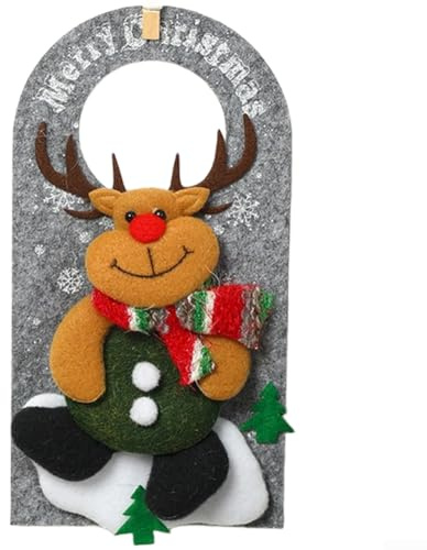 Weihnachts-Türhänger mit Cartoon-Design, aus Vliesstoff, zum Dekorieren von Türen und für Häuser und Hotels (Hirsch)