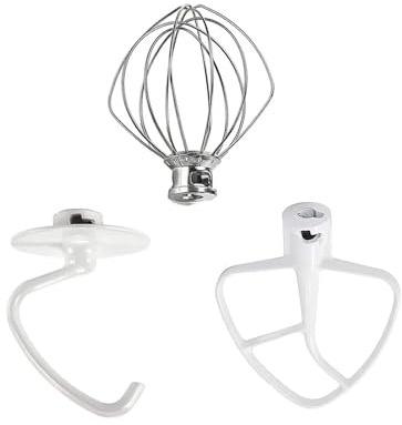 Fouet Métallique K45WW, Crochet Pétrisseur K45DH, Pale Plate Revêtue De Rechange K45B, Compatible Avec Les Accessoires For Robot Pâtissier À Tête Inclinable KitchenAid.