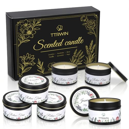 TTRWIN Duftkerzen Set, 6 Dosen Soja Kerzen, Geschenke für Freundin