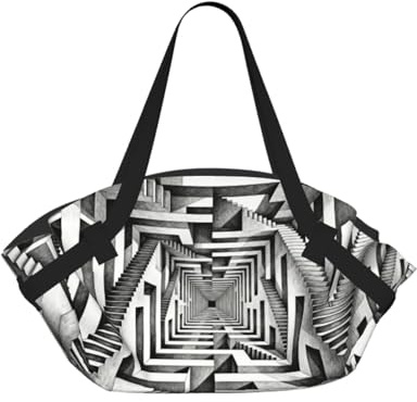 CNTDBU maze 2-in-1 Picknickdecke, faltbar, wasserdicht, runde Matte für Strand, Park, tragbare Camping-Tragetasche mit Aufbewahrungstaschen, für Outdoor-Abenteuer