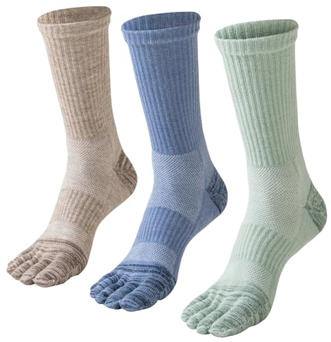 ORVYTHA Merino Wool Toe Socks For Hiking Men&Women Thermal Winter Warm Boot Work Cushion Five Finger Socks 3 Pairs (UK, Alpha, M, Regular, Regular, LIGHT)