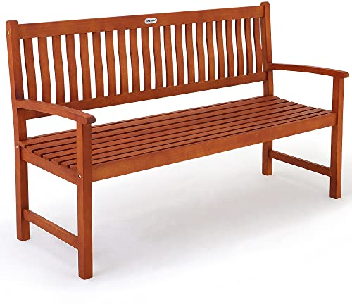 CASARIA® Maxima 3 Seater Wooden Garden Bench | FSC® Certified Eucalyptus Wood | 152x55x92cm | Outdoor Furniture Armrests & Backrest | Patio Deck Balcony | Weather-Resistant | 480kg Load Capacity