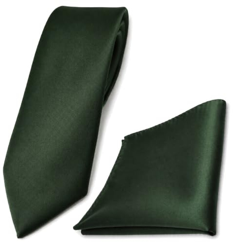 TigerTie Krawatte & Einstecktuch Set Herren Hochzeit Business, schmal 6 cm Polyester