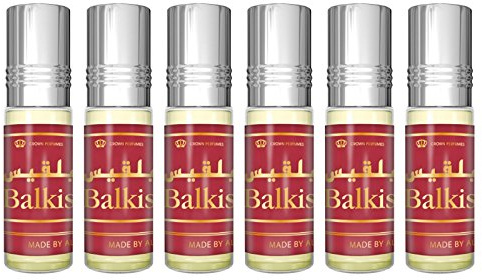 Pack de 6 Huiles Parfumées BALKIS Al Rehab 6 ml Lys Jasmin Vanille Miel – Huile de Parfum Musc Parfum Oriental pour Femme et Homme Sans Alcool