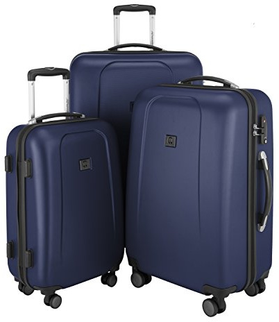 HAUPTSTADTKOFFER - Wedding - Set de 3 Valises rigides Bagage Trolley 4 roues Bleu Foncé
