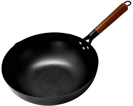 VIGAN Wok forgiati a mano in ferro non rivestito da 32 cm per pentole antiaderenti da cucina in generale