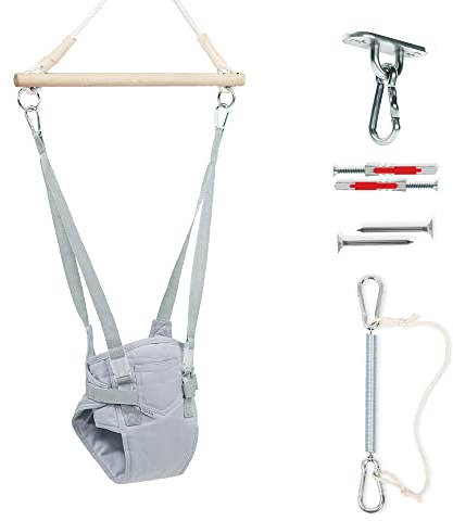 MAMOI® Türhopser Baby ab 6 Monate, Hopser Baby Jumper Bouncer, Babyschaukel für türrahmen, Schaukel Indoor, Türschaukel, Hüpfer, Kinderschaukel, Tür Hopper, Babyhopser Swing D. Hellgrau