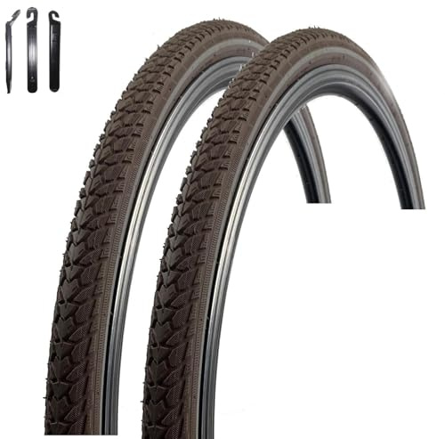 2 x Rexway Fahrradreifen 28 Shopper Pannenschutz Reflex Braun Fahrradmantel 37-622 (28 x 1 5/8 x 1 3/8) inkl. Reifenheber