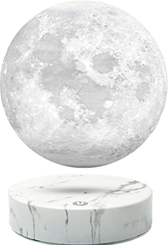 Schwebende Mondlampe - Schwebendes Mondlicht Touch Control 3 Farben LED Magnetische Levitation Spinnerei 3D-Druck Mond Nachtlicht Schreibtisch dekorative Lampe für Raumdekoration kreative Geschenke