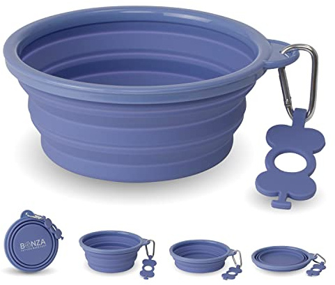 Bonza Extra Large Collapsible Dog Bowl 1500 mL, Sturdy Reinforced Rim, Portable Essential Travel Accessories for Dogs, with Carabiner