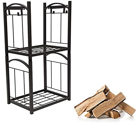 TOMYEUS Kaminholzregal Brennholzträger mit abnehmbaren hängenden Haken Indoor Outdoor-Stapel-Kamin-Brennholz-Halter Holzspeicher Brennholzregal
