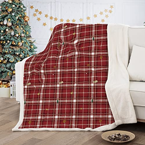 REJOON Weihnachts-Plaid-Decke, rote Weihnachts-Fleece-Überwurfdecke, weich, warm, gemütlich, Weihnachtsdekoration, 50 × 60 Zoll (Color : Red, Size : 50x60)