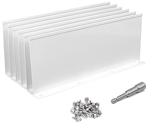Powrocket Confezione da 6 paraspruzzi in alluminio per grondaie, per evitare che l'acqua superi la grondaia, per valle, angoli o dritti, 25,4 cm ogni pezzo, bianco