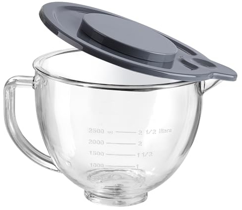 Gdrtwwh Glass Bowl for KitchenAid 4.5-5 Quart Tilt-Head Stand Mixer,Replacement with KitchenAid Artisan Mixer Glass Bowl
