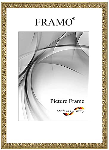 FRAMO Barock Bilderrahmen 30 x 70 cm aus Massivholz | Alt-Gold | Farbe/Größe wählbar | Retro Vintage Antik Rahmen N°109