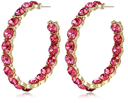 Pendientes de Mujer-Clearine Mujeres Moda Impresionante Diamante de Imitación de Cristal Declaración Aretes de Aro Colgante de Fiesta Prom,Color Fucsia Oro-Tono