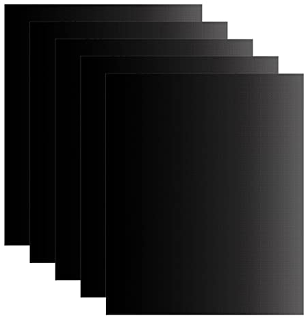 NUZAMAS BBQ-Grillmatte, 5-teilige BBQ-Grillmatten, antihaftbeschichtet, wiederverwendbar, Backgitter für Indoor-Outdoor-Grillarbeiten auf Gas-Holzkohle-Elektrogrillplatten, 40 x 33 cm (schwarz)