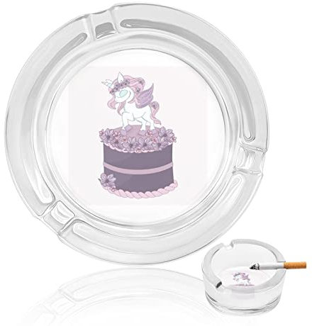 Ashtrays For Cigarettes Purple Unicorn Cake Crystal Glass Ash Tray Smoking Ashtray Holder For Home Hotel Office Table Top