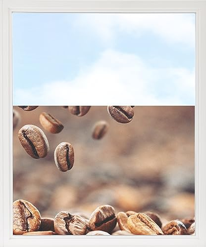 GRAZDesign Fensterfolie Blickdicht Sichtschutz, Sichtschutzfolie Fenster, Glastüren, Küche Küchenfenster, Milchglasfolie Bedruckt mit Motiv Kaffee 80x57cm