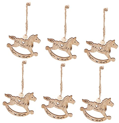 EXCEART 6St Schaukelpferd Ornament holzige Einrichtung Weihnachtsschmuck Christbaumschmuck anhänger Urlaub Holzscheiben schaukelpferd weihnachtsdeko hängendes hölzern
